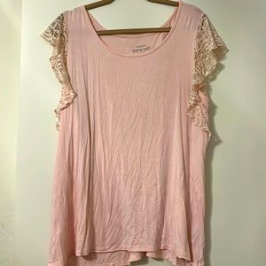 Torrid flutter lace sleeves pink top size 1X